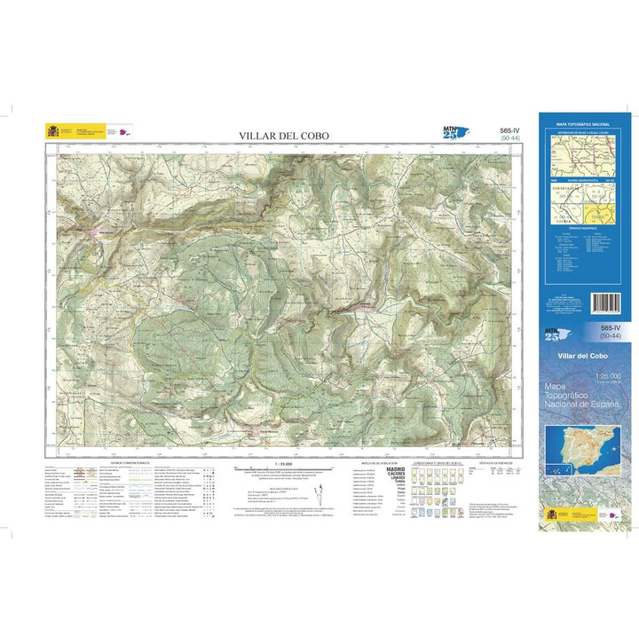 Carte topographique de l'Espagne n° 0565.4 - Villar Del Cobo | CNIG - 1/25 000 carte pliée CNIG 