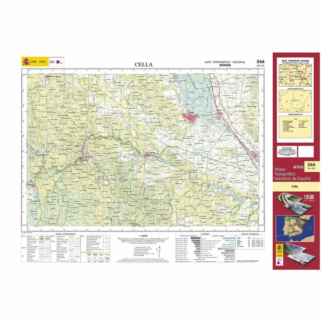 Carte topographique de l'Espagne n° 0566 - Cella | CNIG - 1/50 000 carte pliée CNIG 