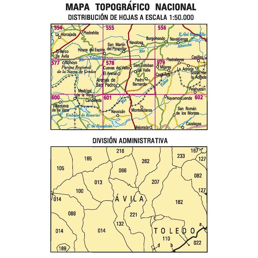 Carte topographique de l'Espagne n° 0578 - Arenas de San Pedro | CNIG - 1/50 000 carte pliée CNIG 