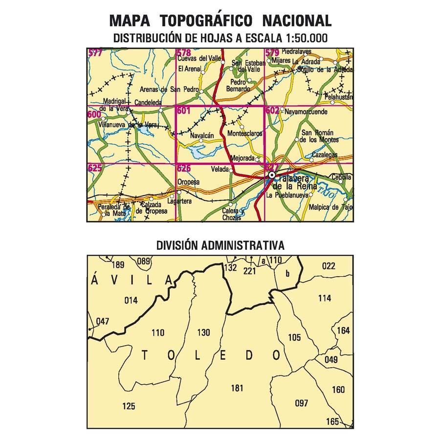 Carte topographique de l'Espagne n° 0601 - Navalcán | CNIG - 1/50 000 carte pliée CNIG 