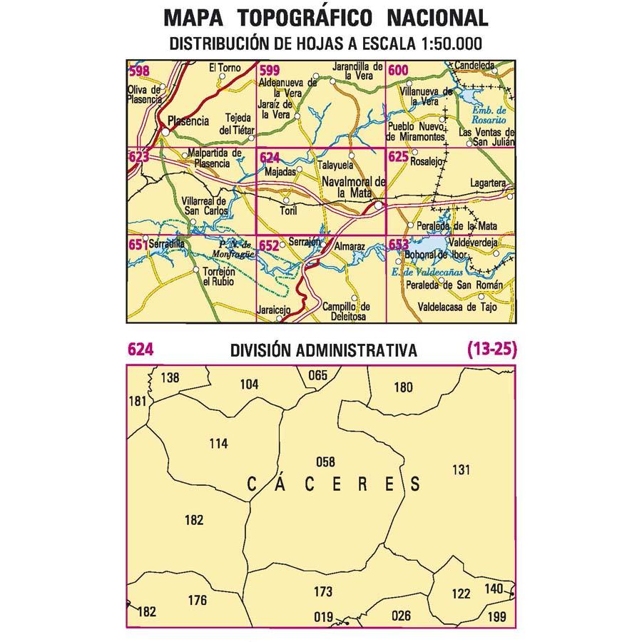 Carte topographique de l'Espagne n° 0624 - Navalmoral de la Mata | CNIG - 1/50 000 carte pliée CNIG 