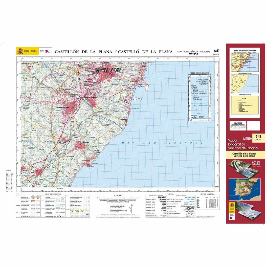 Carte topographique de l'Espagne n° 0641 - Castellón de la Plana/Castelló de la Plana | CNIG - 1/50 000 carte pliée CNIG 