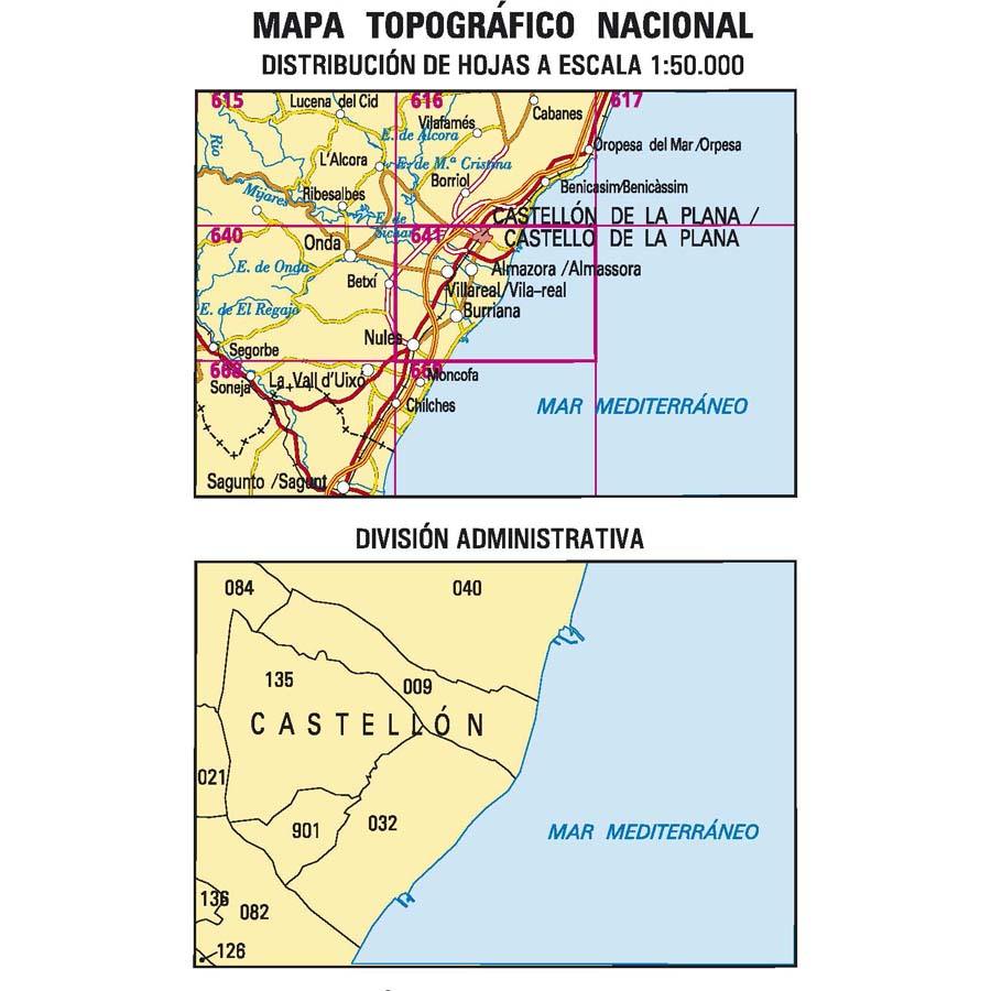 Carte topographique de l'Espagne n° 0641 - Castellón de la Plana/Castelló de la Plana | CNIG - 1/50 000 carte pliée CNIG 