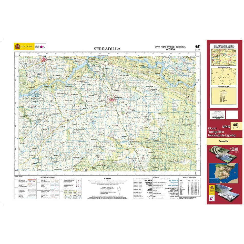 Carte topographique de l'Espagne n° 0651 - Serradilla | CNIG - 1/50 000 carte pliée CNIG 