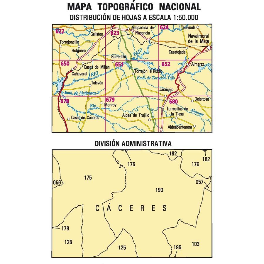 Carte topographique de l'Espagne n° 0651 - Serradilla | CNIG - 1/50 000 carte pliée CNIG 