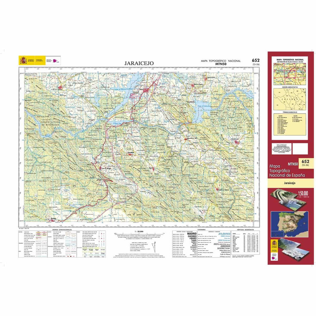 Carte topographique de l'Espagne n° 0652 - Jaraicejo | CNIG - 1/50 000 carte pliée CNIG 