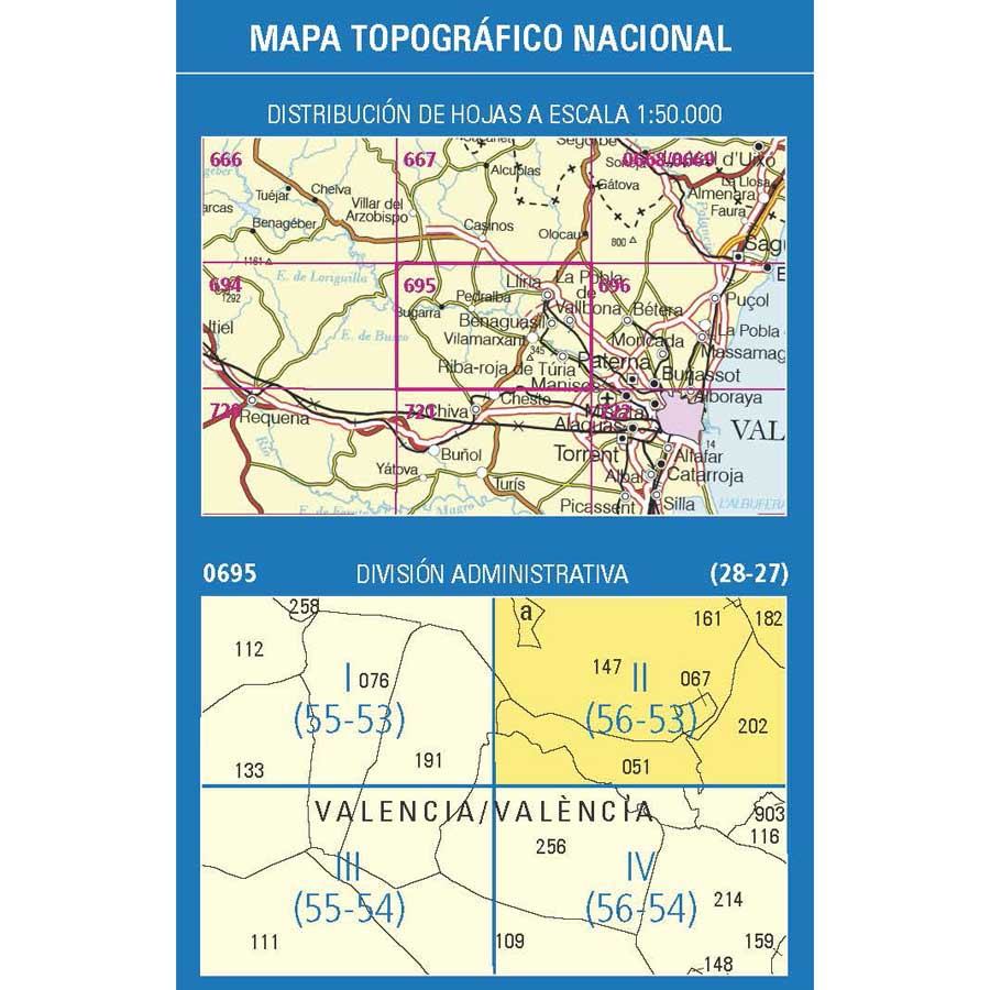 Carte topographique de l'Espagne n° 0695.2 - Llíria | CNIG - 1/25 000 carte pliée CNIG 