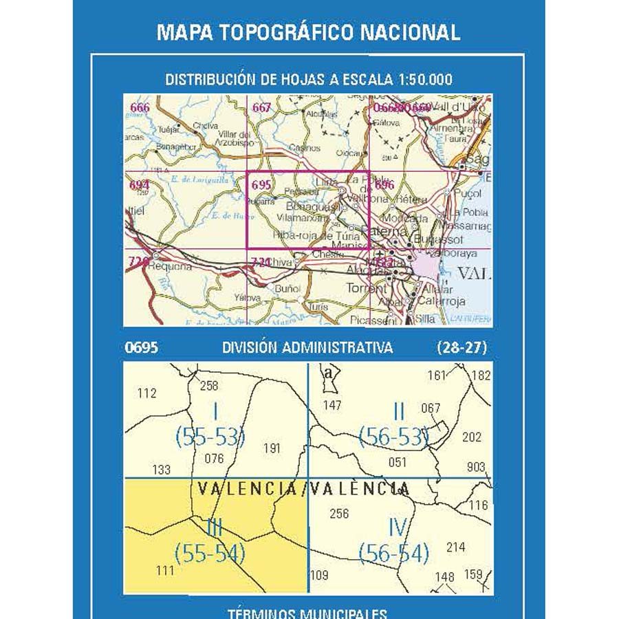 Carte topographique de l'Espagne n° 0695.3 - Colonia del Romeral | CNIG - 1/25 000 carte pliée CNIG 