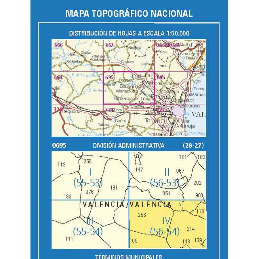 Carte topographique de l'Espagne n° 0695.4 - Riba-Roja de Túria | CNIG - 1/25 000 carte pliée CNIG 