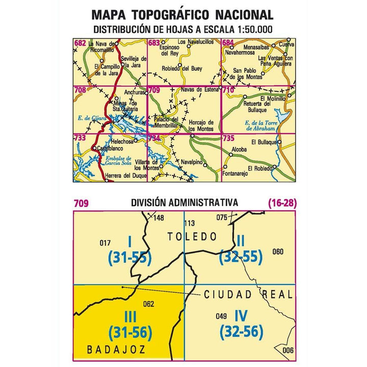 Carte topographique de l'Espagne n° 0709.3 - Palacio Del Membrillar | CNIG - 1/25 000 carte pliée CNIG 