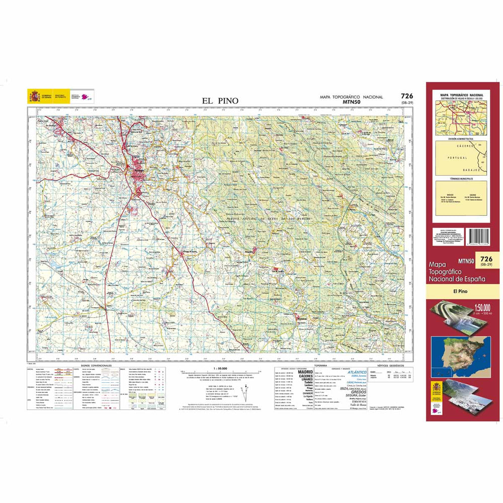 Carte topographique de l'Espagne n° 0726 - El Pino | CNIG - 1/50 000 carte pliée CNIG 