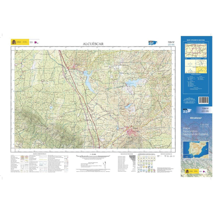 Carte topographique de l'Espagne n° 0729.4 - Alcuéscar | CNIG - 1/25 000 carte pliée CNIG 