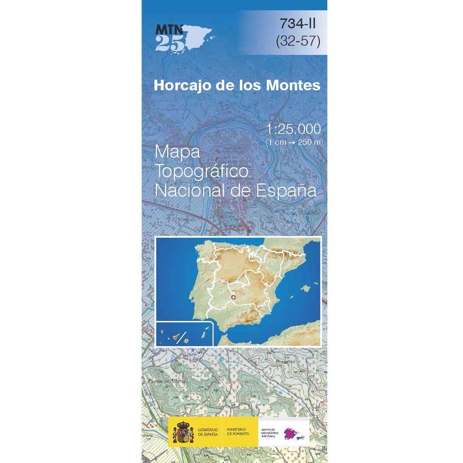 Carte topographique de l'Espagne n° 0734.2 - Horcajo De Los Montes | CNIG - 1/25 000 carte pliée CNIG 