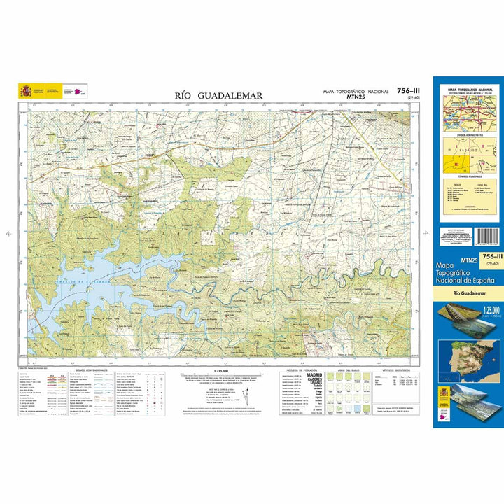 Carte topographique de l'Espagne n° 0756.3 - Río Guadalemar | CNIG - 1/25 000 carte pliée CNIG 