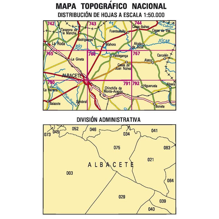 Carte topographique de l'Espagne n° 0766 - Valdeganga | CNIG - 1/50 000 carte pliée CNIG 