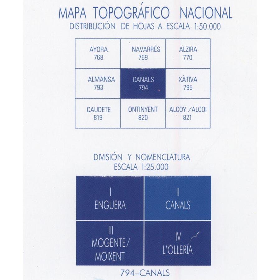 Carte topographique de l'Espagne n° 0794.2 - Canals | CNIG - 1/25 000 carte pliée CNIG 