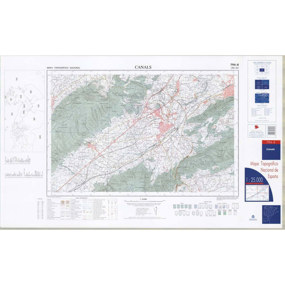 Carte topographique de l'Espagne n° 0794.2 - Canals | CNIG - 1/25 000 carte pliée CNIG 