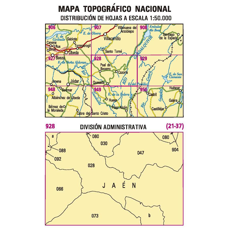 Carte topographique de l'Espagne n° 0928 - Cazorla | CNIG - 1/50 000 carte pliée CNIG 