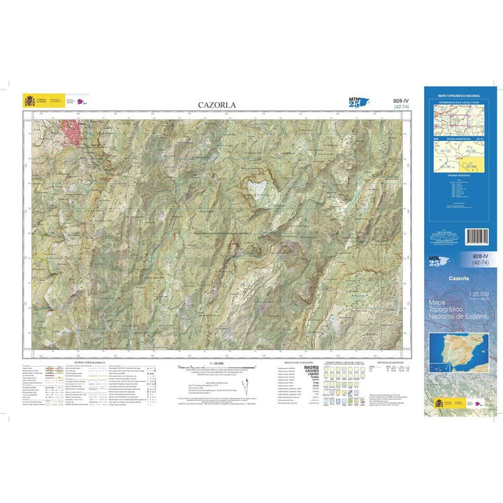 Carte topographique de l'Espagne n° 0928.4 - Cazorla | CNIG - 1/25 000 carte pliée CNIG 