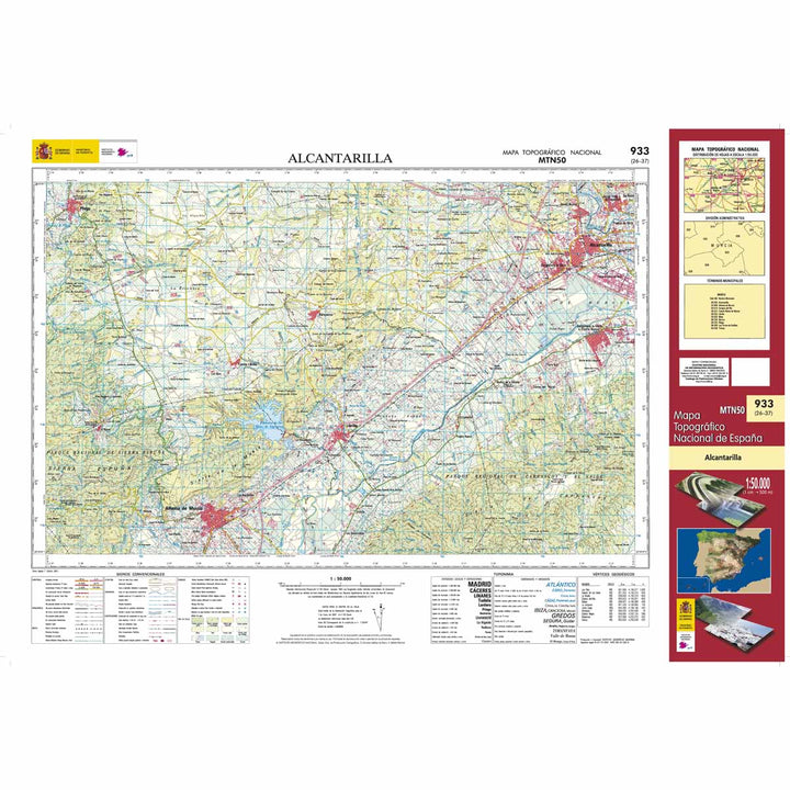 Carte topographique de l'Espagne n° 0933 - Alcantarilla | CNIG - 1/50 000 carte pliée CNIG 