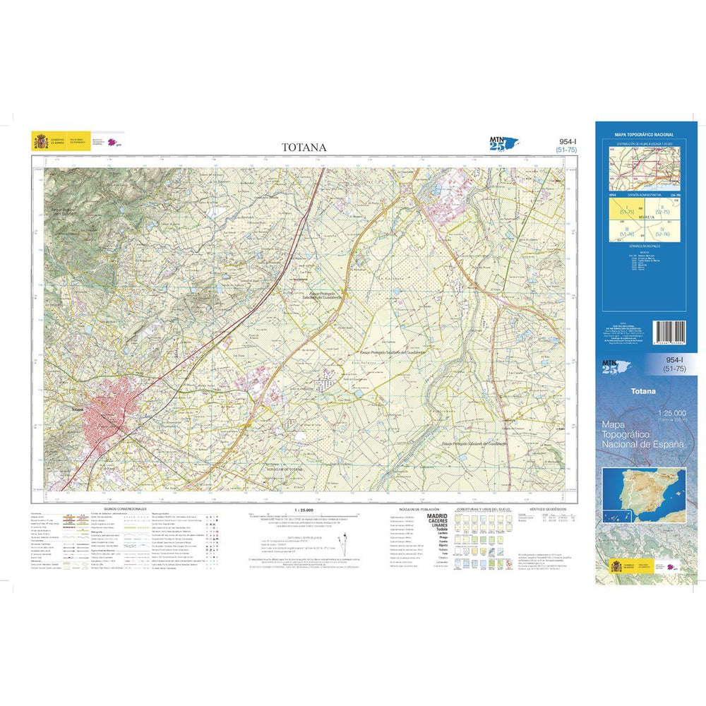 Carte topographique de l'Espagne n° 0954.1 - Totana | CNIG - 1/25 000 carte pliée CNIG 