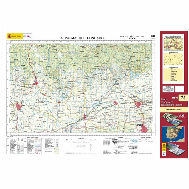 Carte topographique de l'Espagne n° 0982 - La Palma del Condado | CNIG - 1/50 000 carte pliée CNIG 