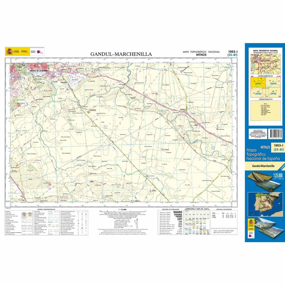 Carte topographique de l'Espagne n° 1003.1 - Gandul-Marchenilla | CNIG - 1/25 000 carte pliée CNIG 