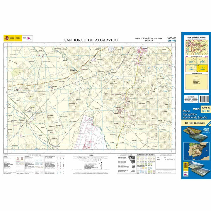 Carte topographique de l'Espagne n° 1003.4 - San Jorge de Algarvejo | CNIG - 1/25 000 carte pliée CNIG 