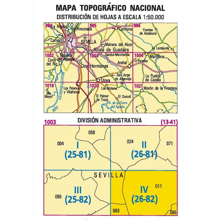 Carte topographique de l'Espagne n° 1003.4 - San Jorge de Algarvejo | CNIG - 1/25 000 carte pliée CNIG 