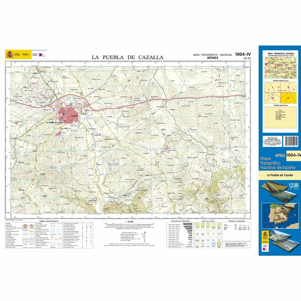 Carte topographique de l'Espagne n° 1004.4 - La Puebla de Cazalla | CNIG - 1/25 000 carte pliée CNIG 