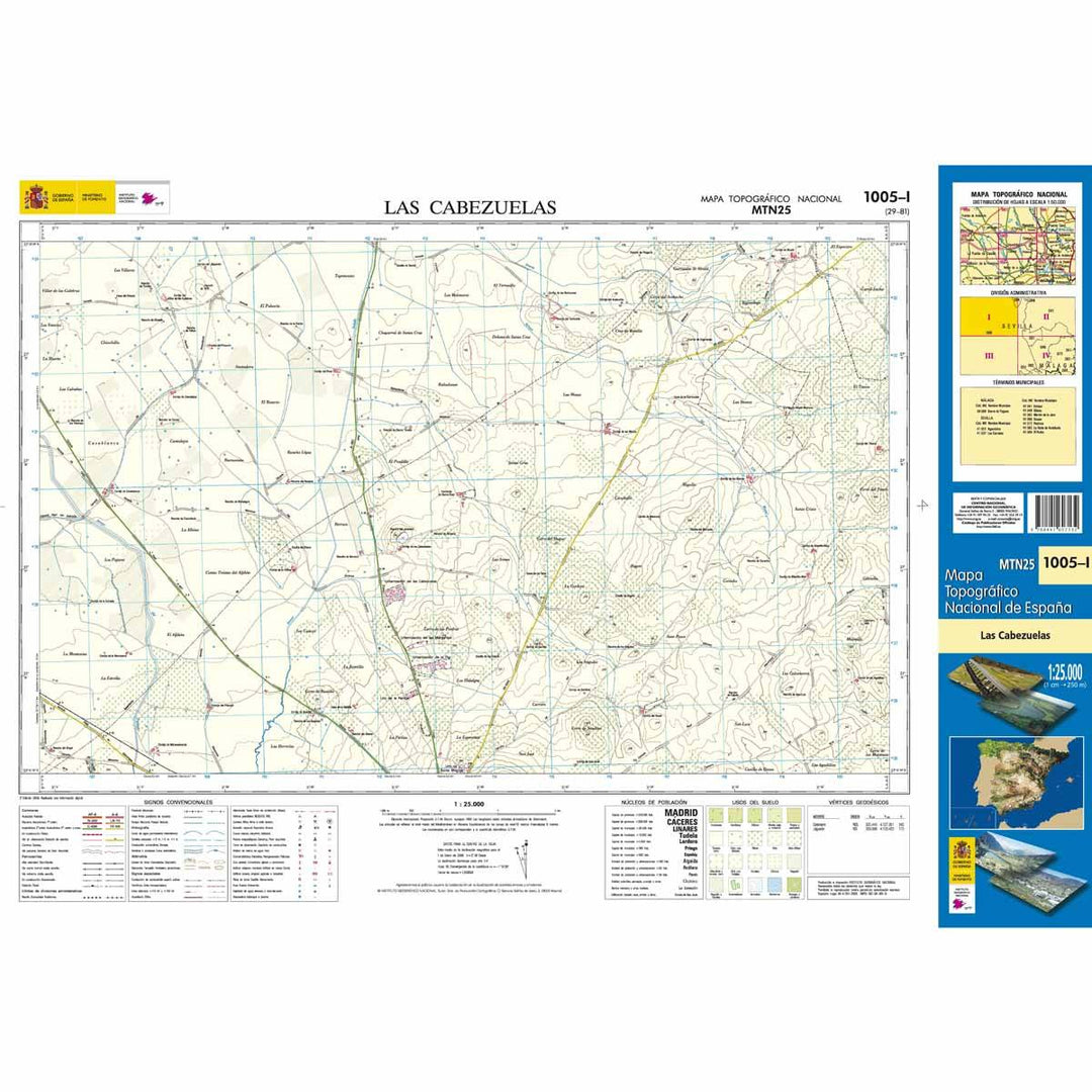 Carte topographique de l'Espagne n° 1005.1 - Las Cabezuelas | CNIG - 1/25 000 carte pliée CNIG 