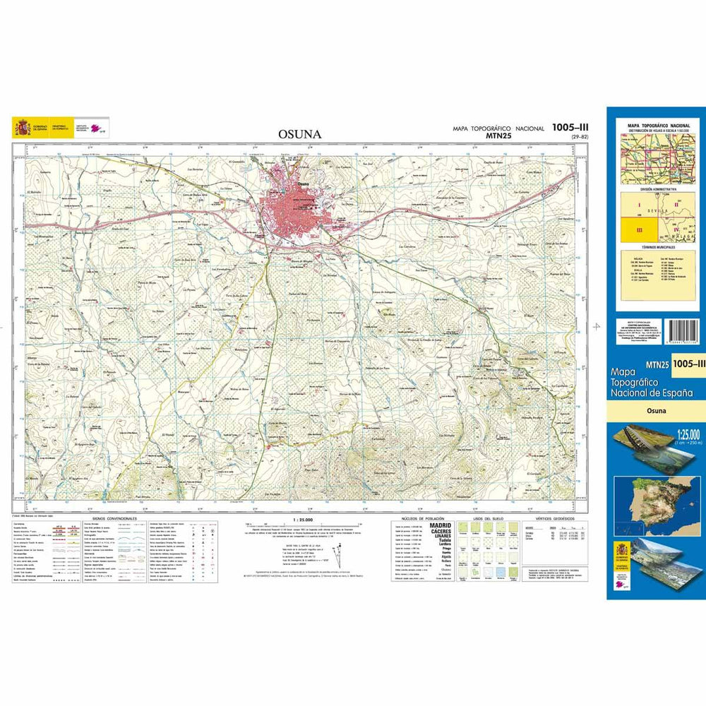 Carte topographique de l'Espagne n° 1005.3 - Osuna | CNIG - 1/25 000 carte pliée CNIG 