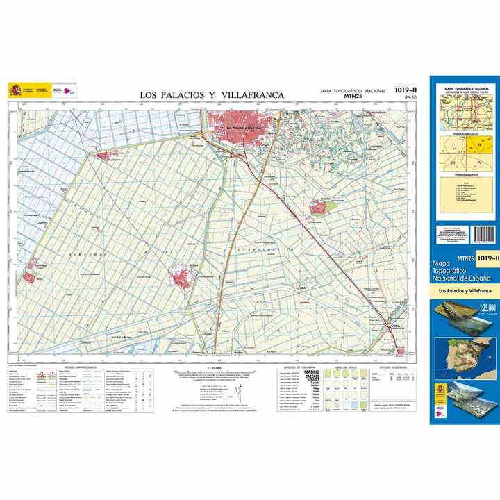 Carte topographique de l'Espagne n° 1019.2 - Los Palacios y Villafranca | CNIG - 1/25 000 carte pliée CNIG 