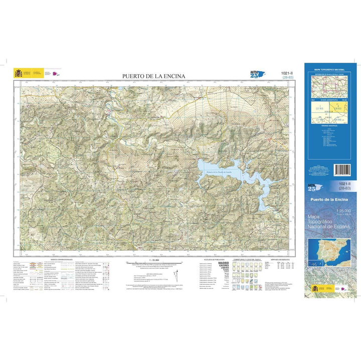 Carte topographique de l'Espagne n° 1021.2 - Puerto de la Encina | CNIG - 1/25 000 carte pliée CNIG 