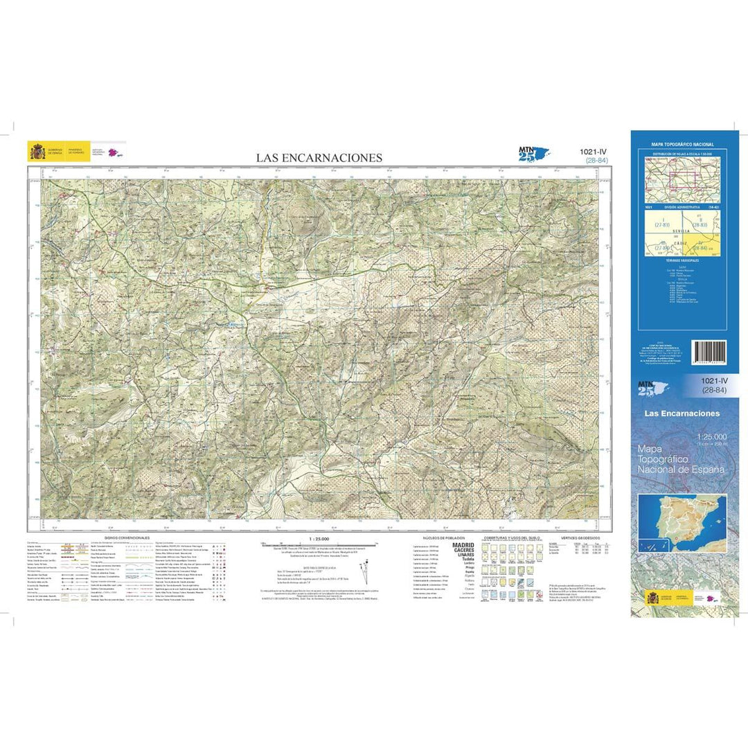 Carte topographique de l'Espagne n° 1021.4 - Las Encarnaciones | CNIG - 1/25 000 carte pliée CNIG 