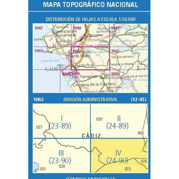 Carte topographique de l'Espagne n° 1062.4 - Paterna de la Rivera | CNIG - 1/25 000 carte pliée CNIG 