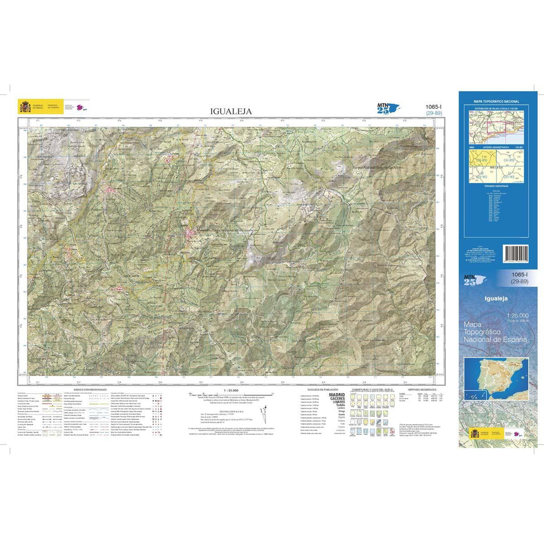 Carte topographique de l'Espagne n° 1065.1 - Igualeja | CNIG - 1/25 000 carte pliée CNIG 