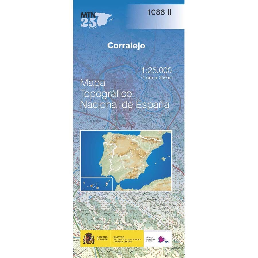 Carte topographique de l'Espagne n° 1086.2 - Corralejo (Fuerteventura) | CNIG - 1/25 000 carte pliée CNIG 