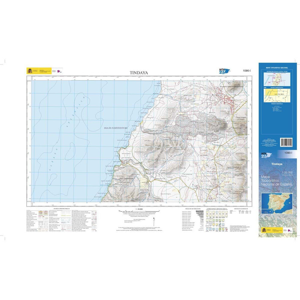 Carte topographique de l'Espagne n° 1090.1 - Tindaya (Fuerteventura) | CNIG - 1/25 000 carte pliée CNIG 