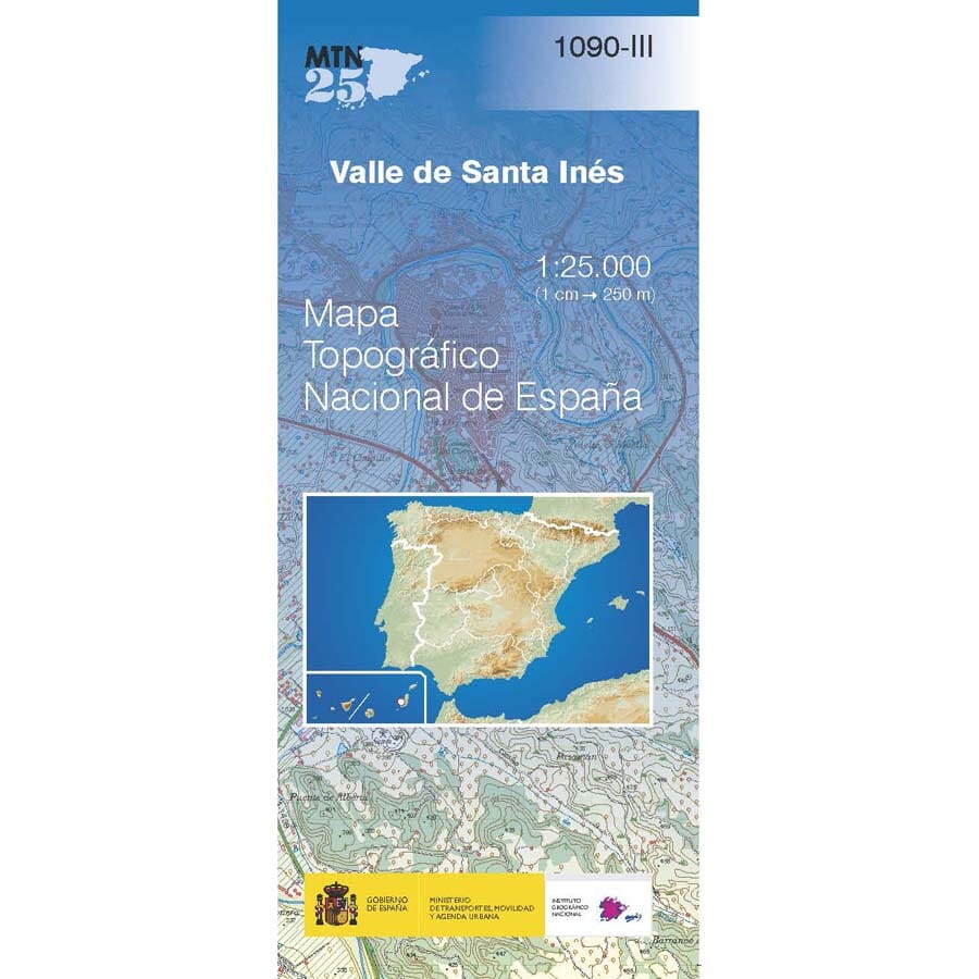 Carte topographique de l'Espagne n° 1090.3 - Valle de Santa Inés (Fuerteventura) | CNIG - 1/25 000 carte pliée CNIG 