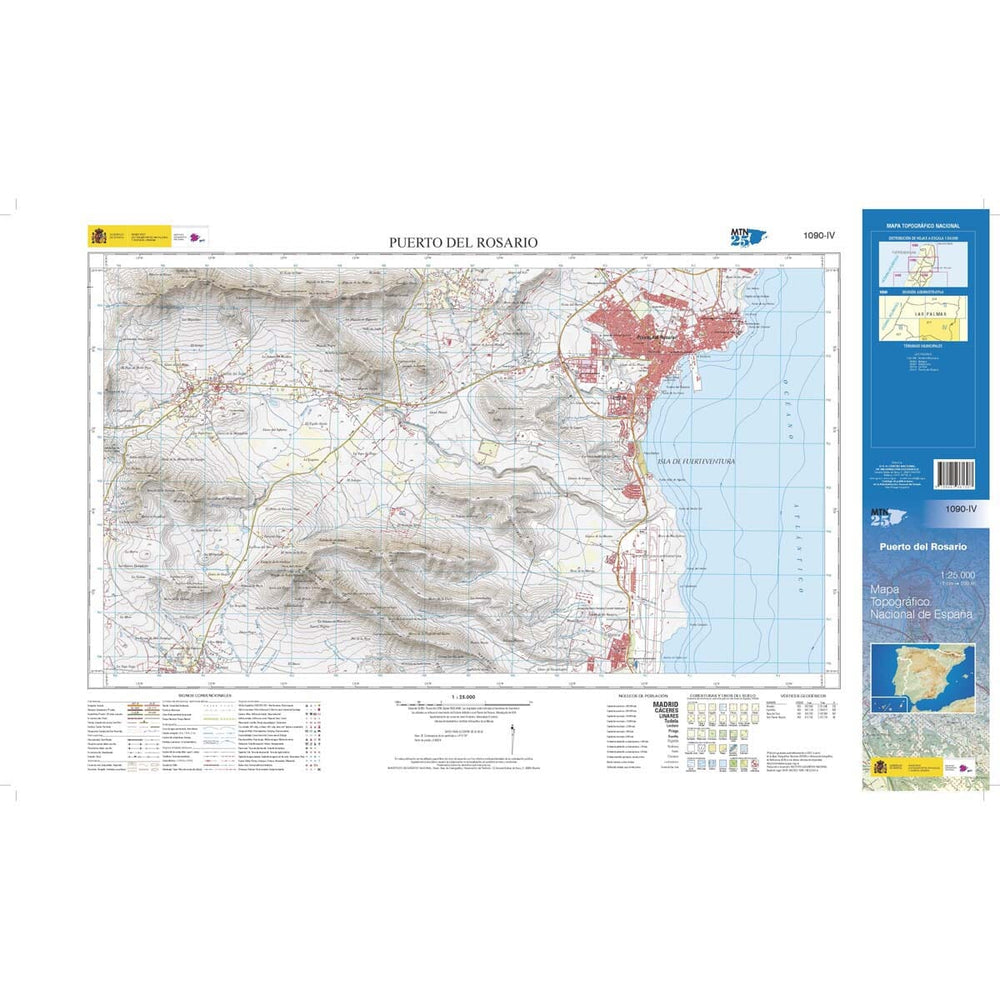 Carte topographique de l'Espagne n° 1090.4 - Puerto del Rosario (Fuerteventura) | CNIG - 1/25 000 carte pliée CNIG 