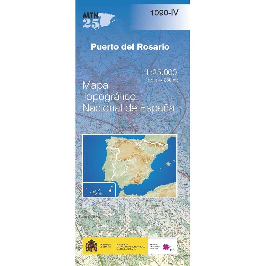 Carte topographique de l'Espagne n° 1090.4 - Puerto del Rosario (Fuerteventura) | CNIG - 1/25 000 carte pliée CNIG 