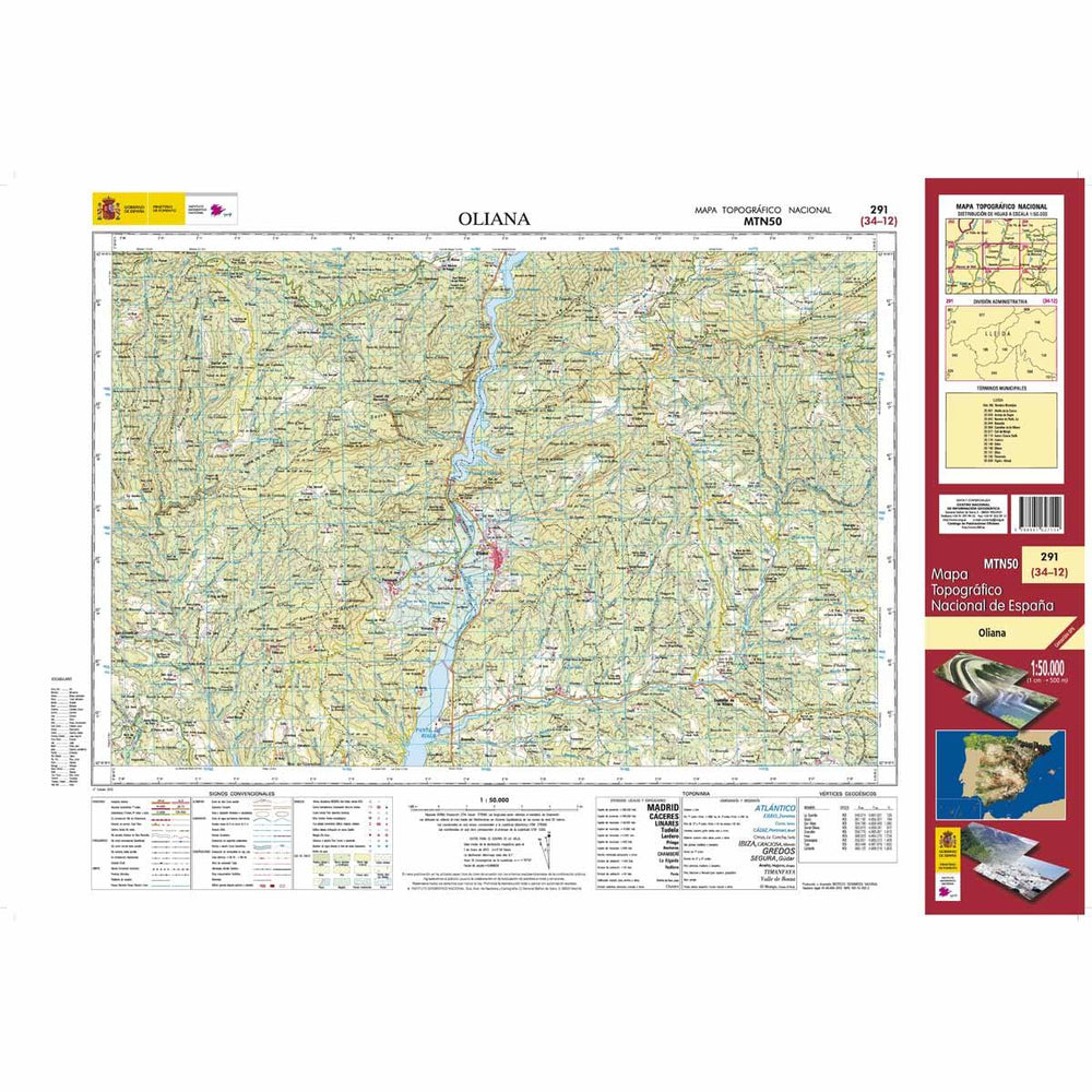 Carte topographique de l'Espagne - Oliana, n° 0291 | CNIG - 1/50 000 carte pliée CNIG 