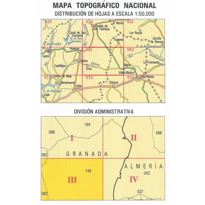 Carte topographique de l'Espagne - Orce, n° 0951.3 | CNIG - 1/25 000 carte pliée CNIG 