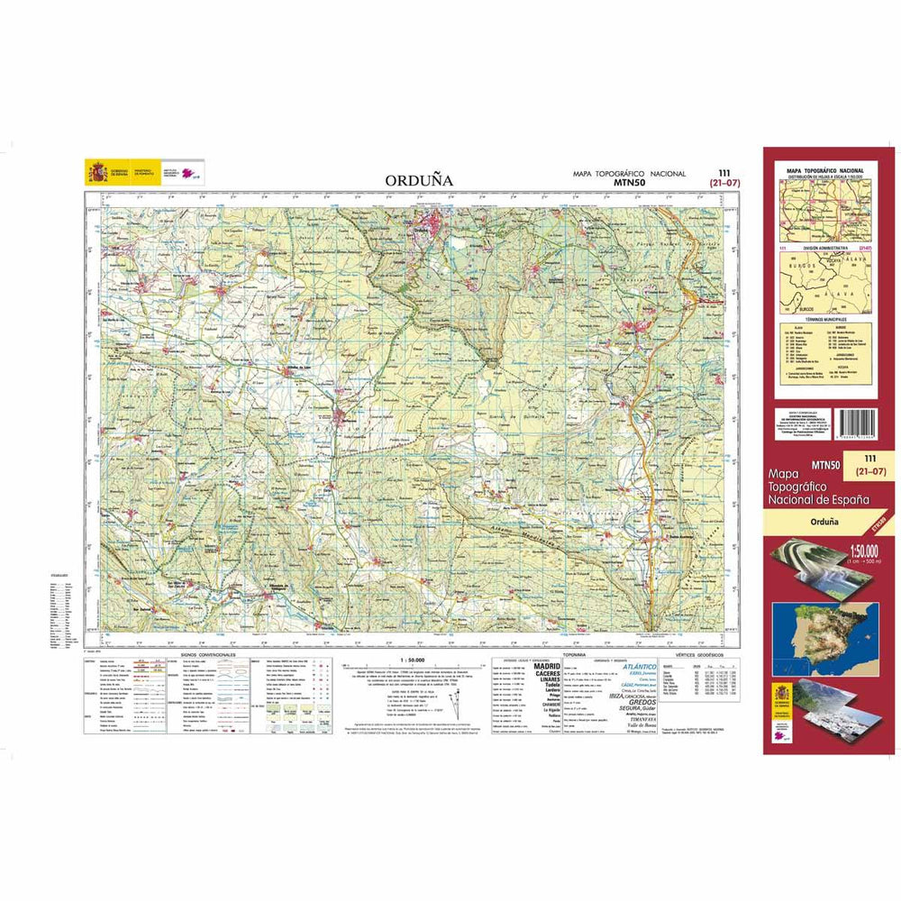 Carte topographique de l'Espagne - Orduña, n° 0111, n° 0111 | CNIG - 1/50 000 carte pliée CNIG 