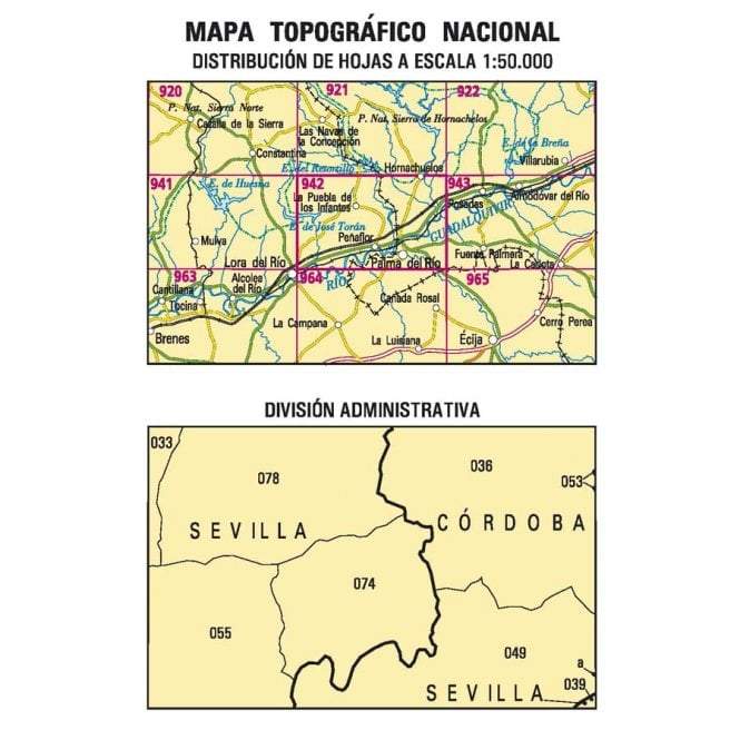 Carte topographique de l'Espagne - Palma del Río, n° 0942 | CNIG - 1/50 000 carte pliée CNIG 