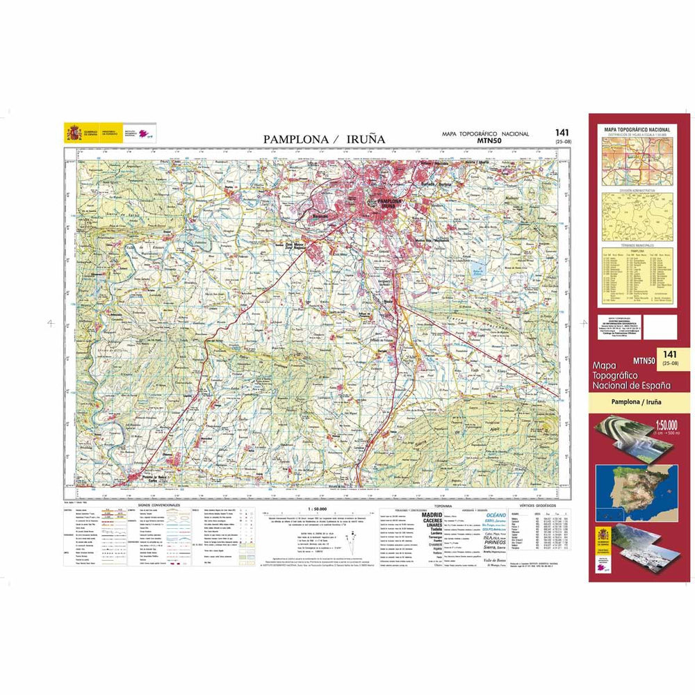 Carte topographique de l'Espagne - Pamplona-Iruña, n° 0141 | CNIG - 1/50 000 carte pliée CNIG 