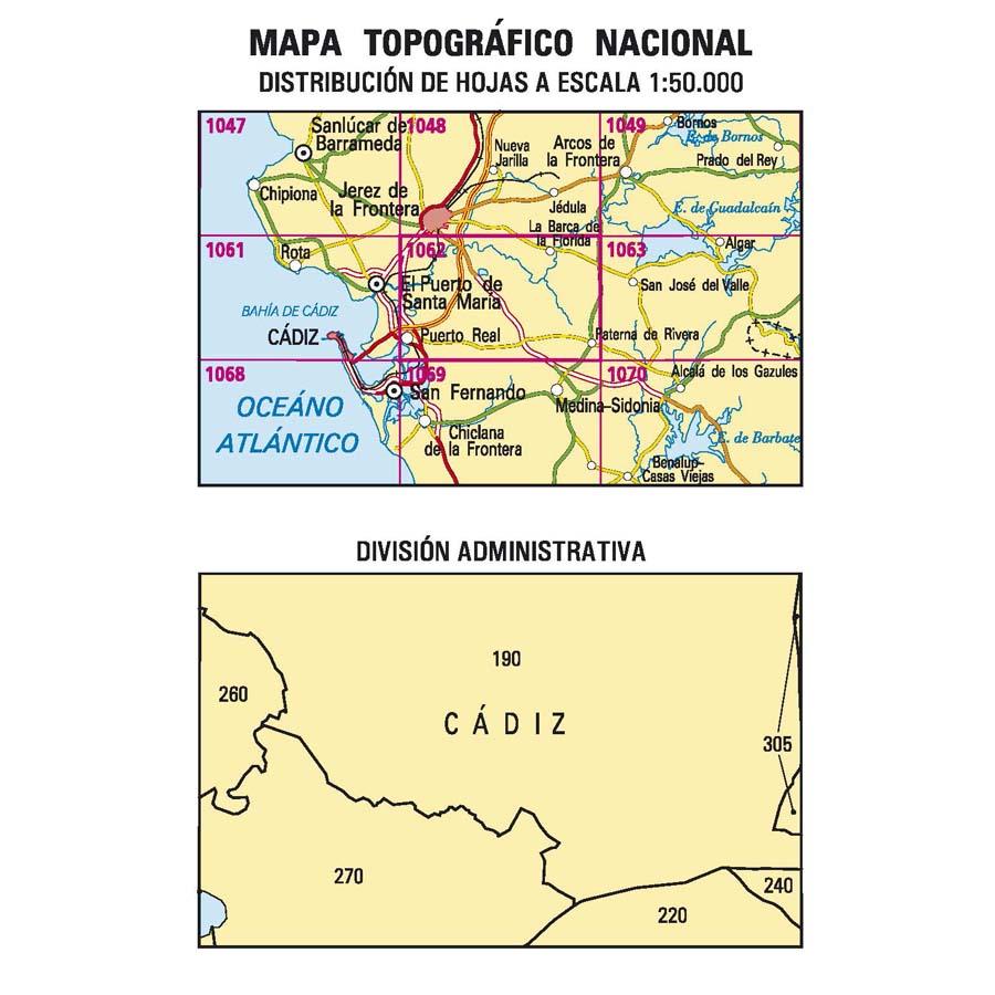 Carte topographique de l'Espagne - Paterna de Rivera, n° 1062 | CNIG - 1/50 000 carte pliée CNIG 