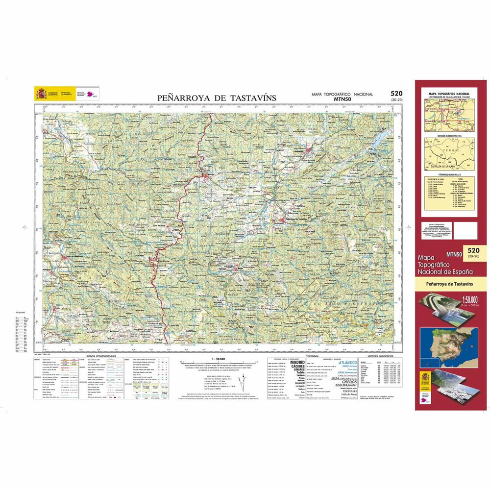 Carte topographique de l'Espagne - Peñarroya de Tastavíns, n° 0520 | CNIG - 1/50 000 carte pliée CNIG 