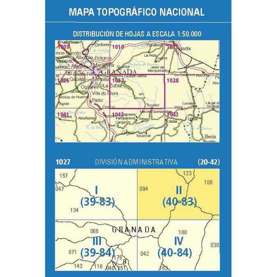 Carte topographique de l'Espagne - Picón de Jérez, n° 1027.2 | CNIG - 1/25 000 carte pliée CNIG 